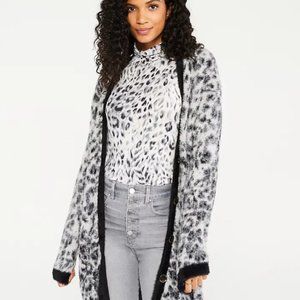 Ann Taylor snow leopard boyfriend cardigan